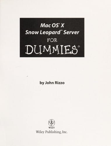 Mac OS X Snow Leopard Server for Dummies