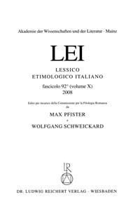 Lessico Etimologico Italiano Lfg. 92 (Italian Edition)