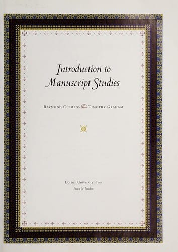 Introduction to manuscript studies