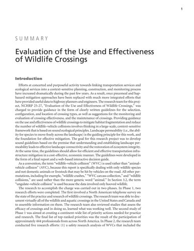 Evaluation of the use and effectiveness of wildlife crossings