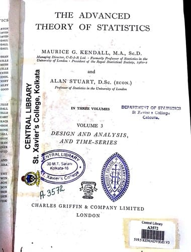 The Advanced Theory of Statistics, Vol. 3