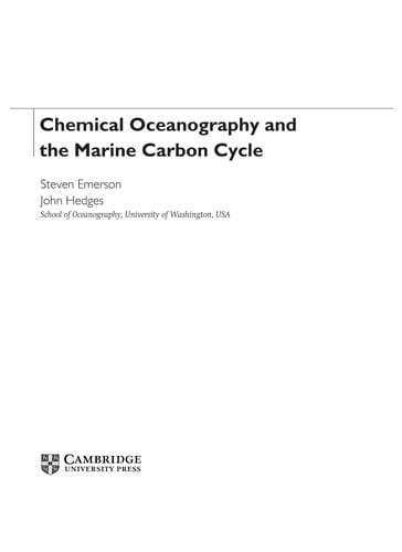 Chemical Oceanography and the Marine Carbon Cycle