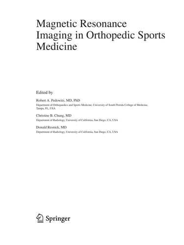 Magnetic Resonance Imaging in Orthopedic Sports Medicine