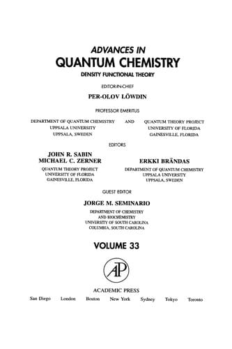 Advances In Density Functional Theory. Advances In Quantum Chemistry, Volume 33