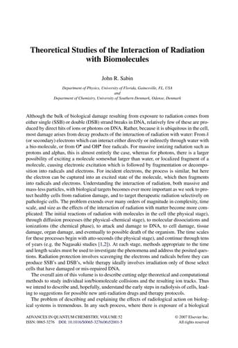 Theory of the interaction of radiation with biomolecules