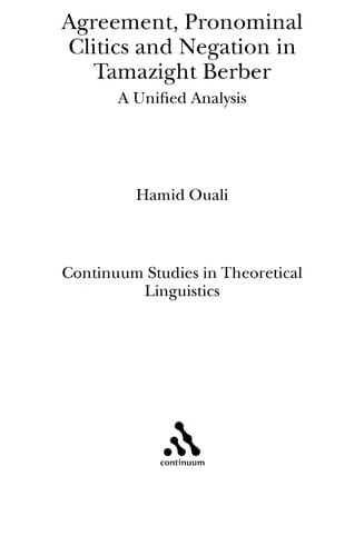 Agreement, pronominal clitics and negation in Tamazight Berber