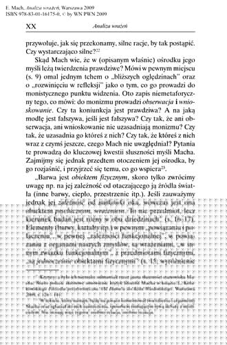 Analiza wrażeń i stosunek sfery fizycznej do psychicznej