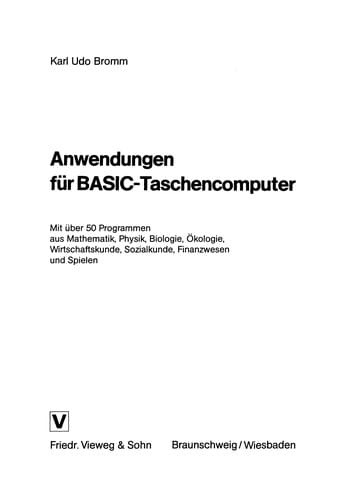 Anwendungen für BASIC-Taschencomputer