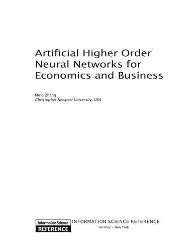Artificial higher order neural networks for economics and business