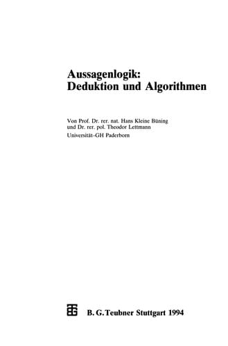 Aussagenlogik: Deduktion und Algorithmen