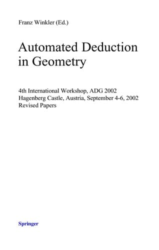 Automated Deduction in Geometry