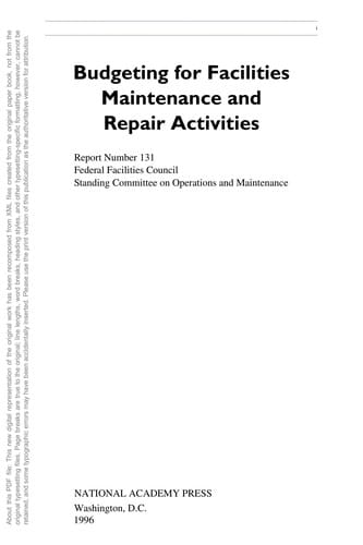 Budgeting for facilities maintenance and repair activities