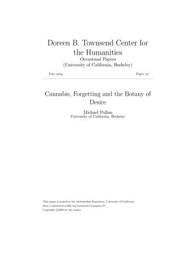 Cannabis, forgetting, and the botany of desire