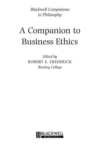 A companion to business ethics