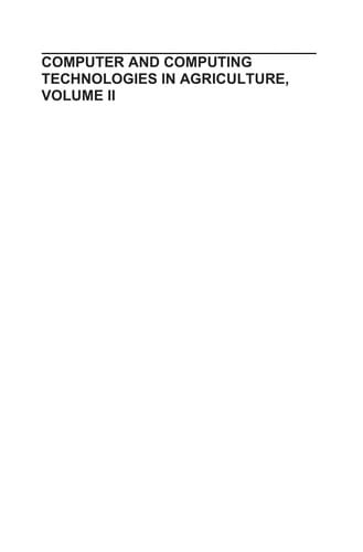 Computer And Computing Technologies In Agriculture, Volume II