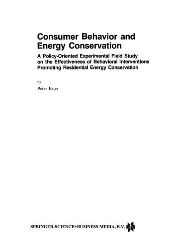 Consumer Behavior and Energy Conservation