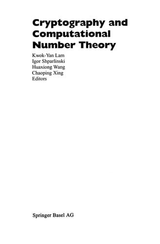 Cryptography and Computational Number Theory
