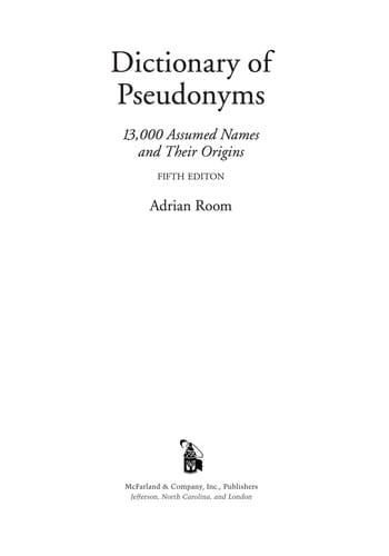 Dictionary of pseudonyms