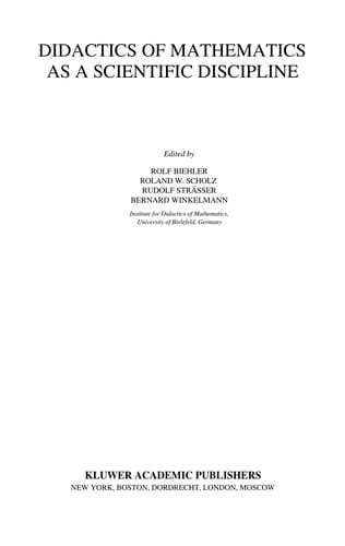 Didactics of mathematics as a scientific discipline