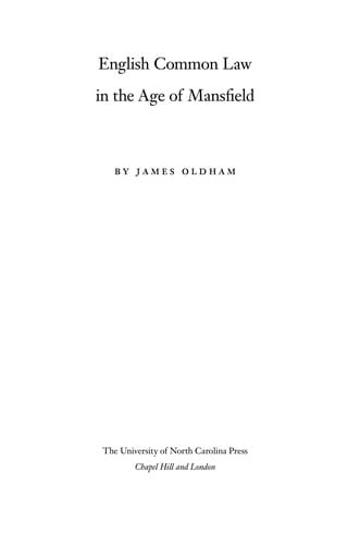 English common law in the age of Mansfield