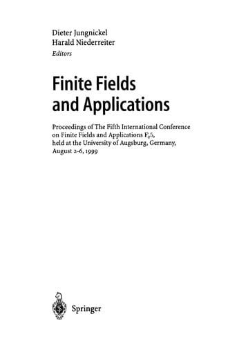 Finite Fields and Applications