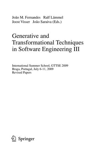 Generative and Transformational Techniques in Software Engineering III