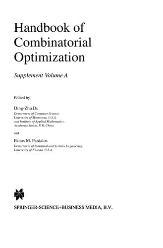 Handbook of Combinatorial Optimization