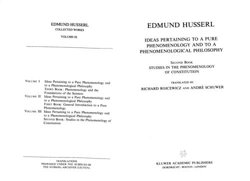 Ideas pertaining to a pure phenomenology and to a phenomenological philosophy