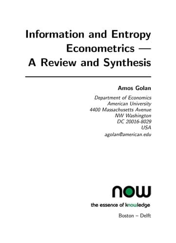 Information and entropy econometrics