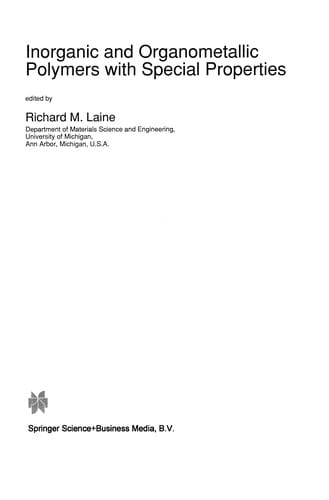 Inorganic and Organometallic Polymers with Special Properties