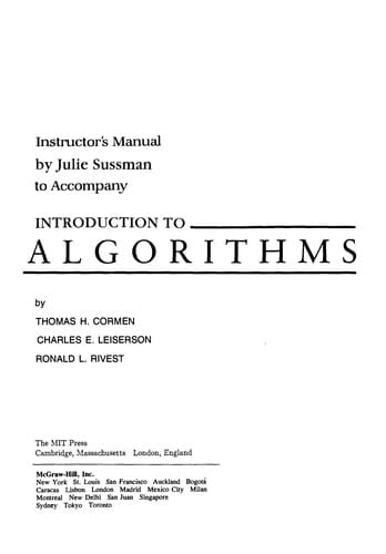 Instructor's manual to accompany Introduction to algorithms