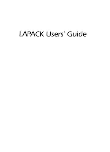 LAPACK users' guide
