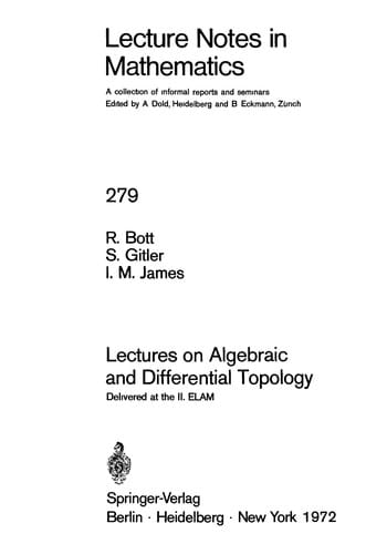 Lectures on algebraic and differential topology
