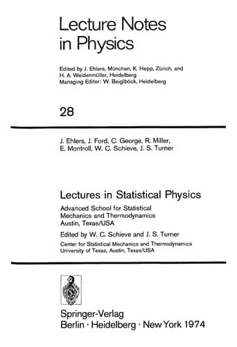 Lectures in statistical physics