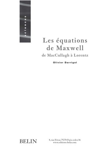 Les équations de Maxwell de MacCullagh à Lorentz