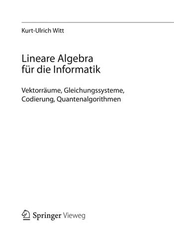 Lineare Algebra für die Informatik