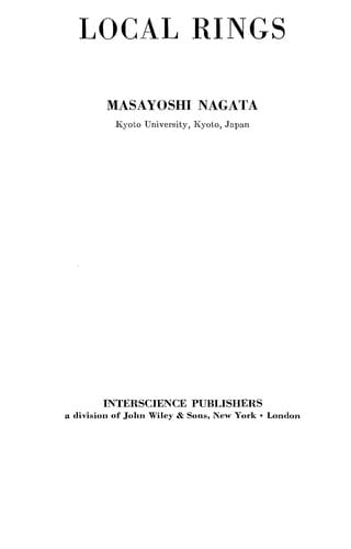 Local Rings (Tracts in Pure & Applied Mathematics)