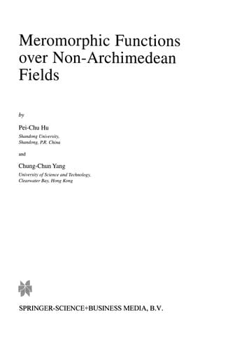 Meromorphic Functions over Non-Archimedean Fields