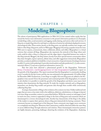 Modeling and data mining in blogosphere