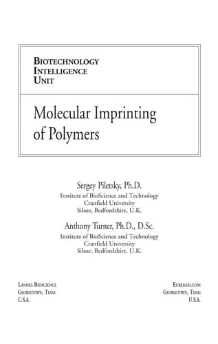 Molecular imprinting of polymers