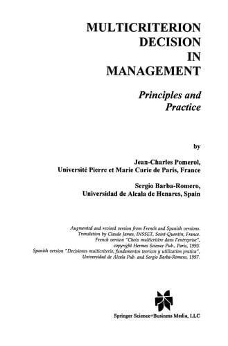 Multicriterion Decision in Management