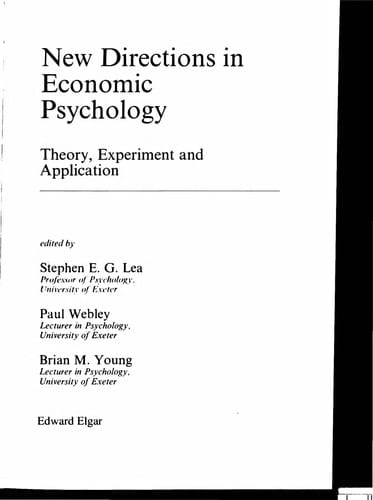 New directions in economic psychology