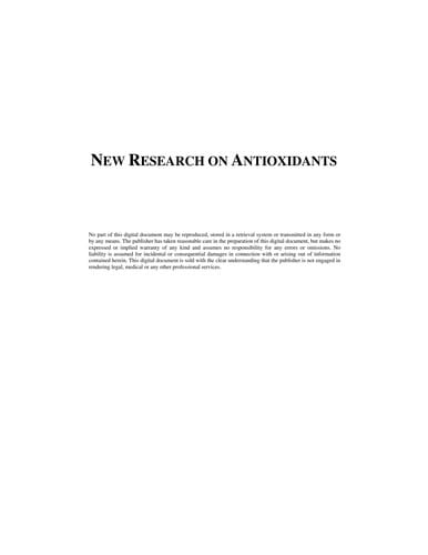 New research on antioxidants