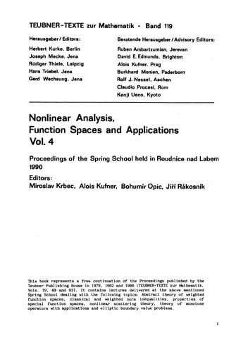 Nonlinear Analysis, Function Spaces and Applications Vol. 4