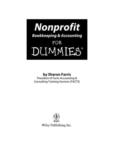 Nonprofit Bookkeeping & Accounting FOR DUMMIES