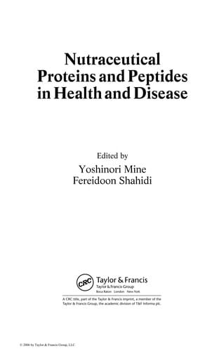 Nutraceutical proteins and peptides in health and disease