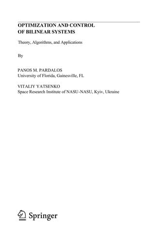 Optimization and control of bilinear systems