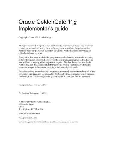 Oracle GoldenGate 11g Implementer's Guide