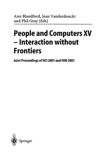 People and Computers XV--Interaction without Frontiers
