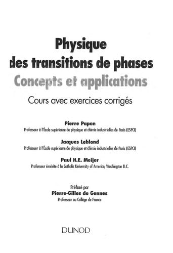 Physique des transitions de phases